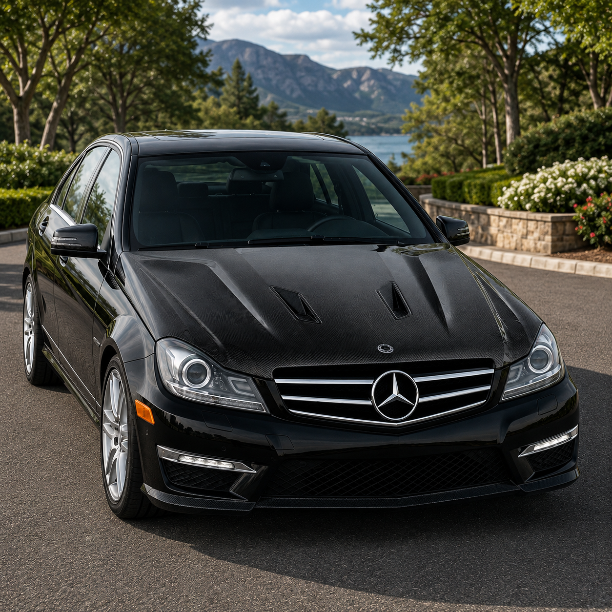 2012-2015 Mercedes C-Class B Style Carbon Fiber Hood | W204/C204