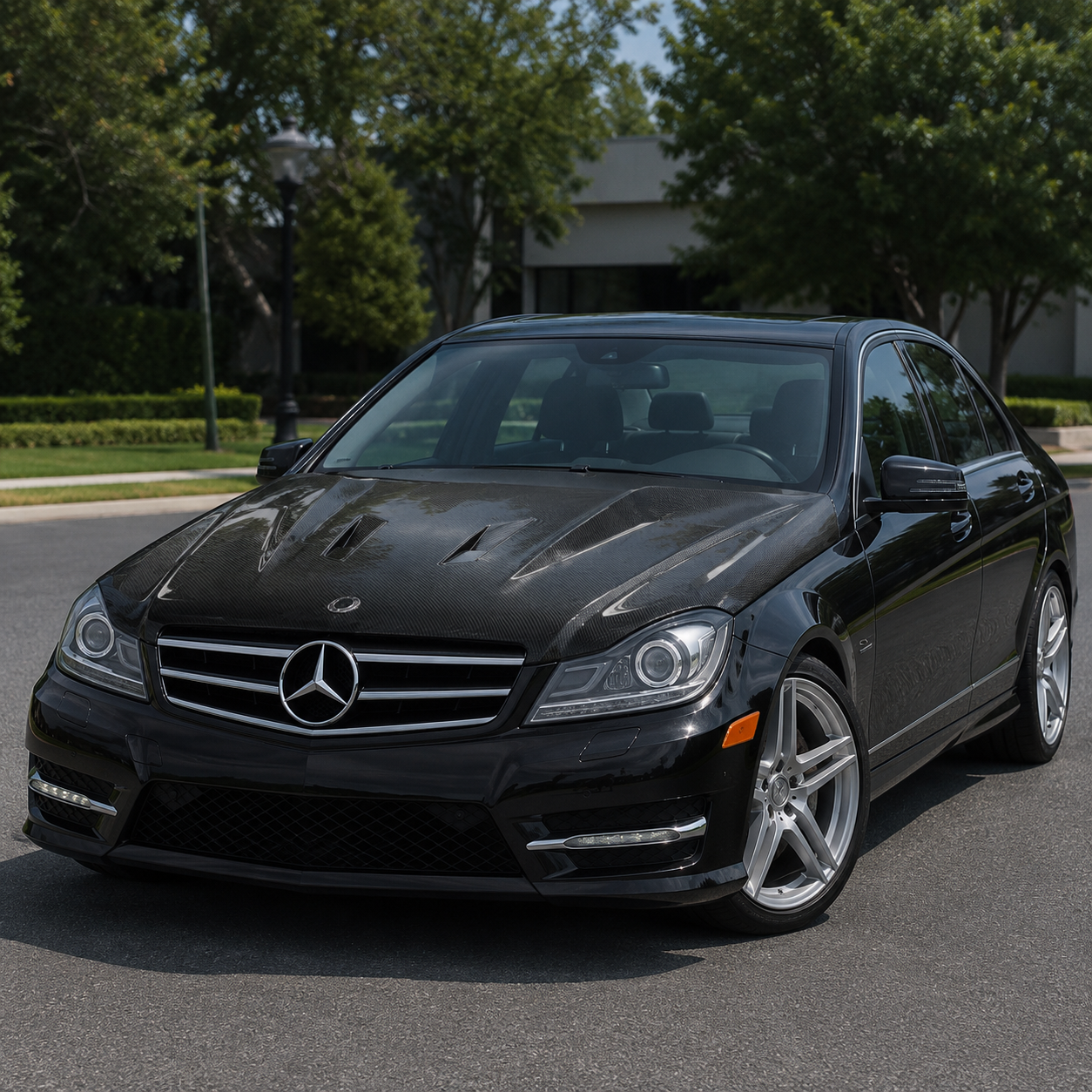 2012-2015 Mercedes C-Class B Style Carbon Fiber Hood | W204/C204
