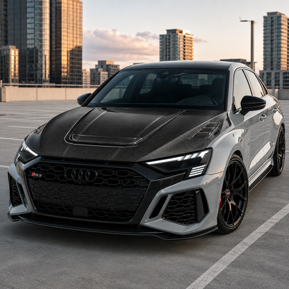 2021+ Audi A3/S3/RS3 KZ Style Carbon Fiber Hood | 8Y/8Y.5