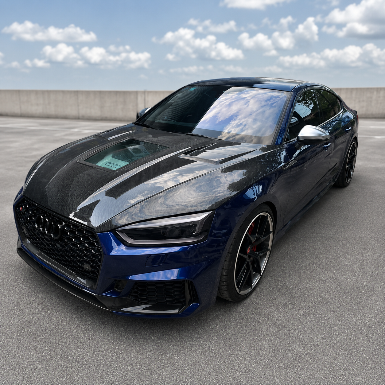 2018-2024 Audi A5/S5/RS5 Glass Engine Cover Carbon Fiber Hood | B9/B9.5