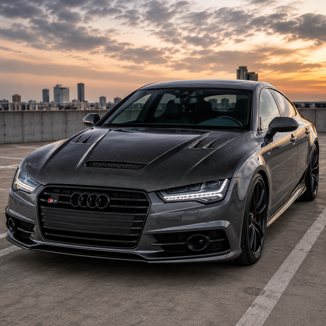 2012-2018 Audi A7/S7/RS7 V1 Style Carbon Fiber Hood | C7/C7.5