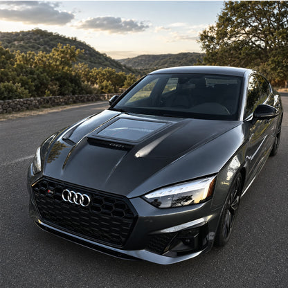 2018-2024 Audi A5/S5/RS5 Glass Engine Cover V3 Carbon Fiber Hood | B9/B9.5