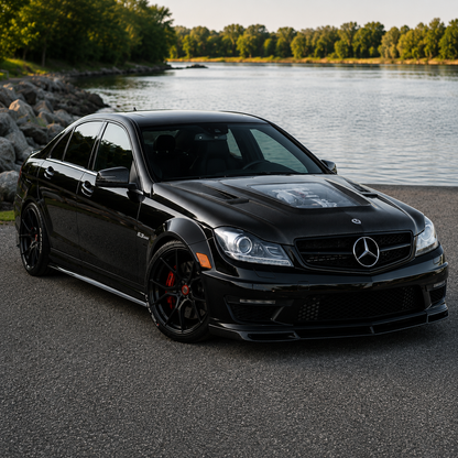 2008-2011 Mercedes C63 AMG Glass Engine Cover Carbon Fiber Hood | W204/C204