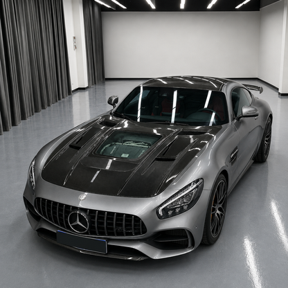 2016-2021 Mercedes AMG GT/GTS/GTC/GTR Glass Engine Cover Carbon Fiber Hood | C190