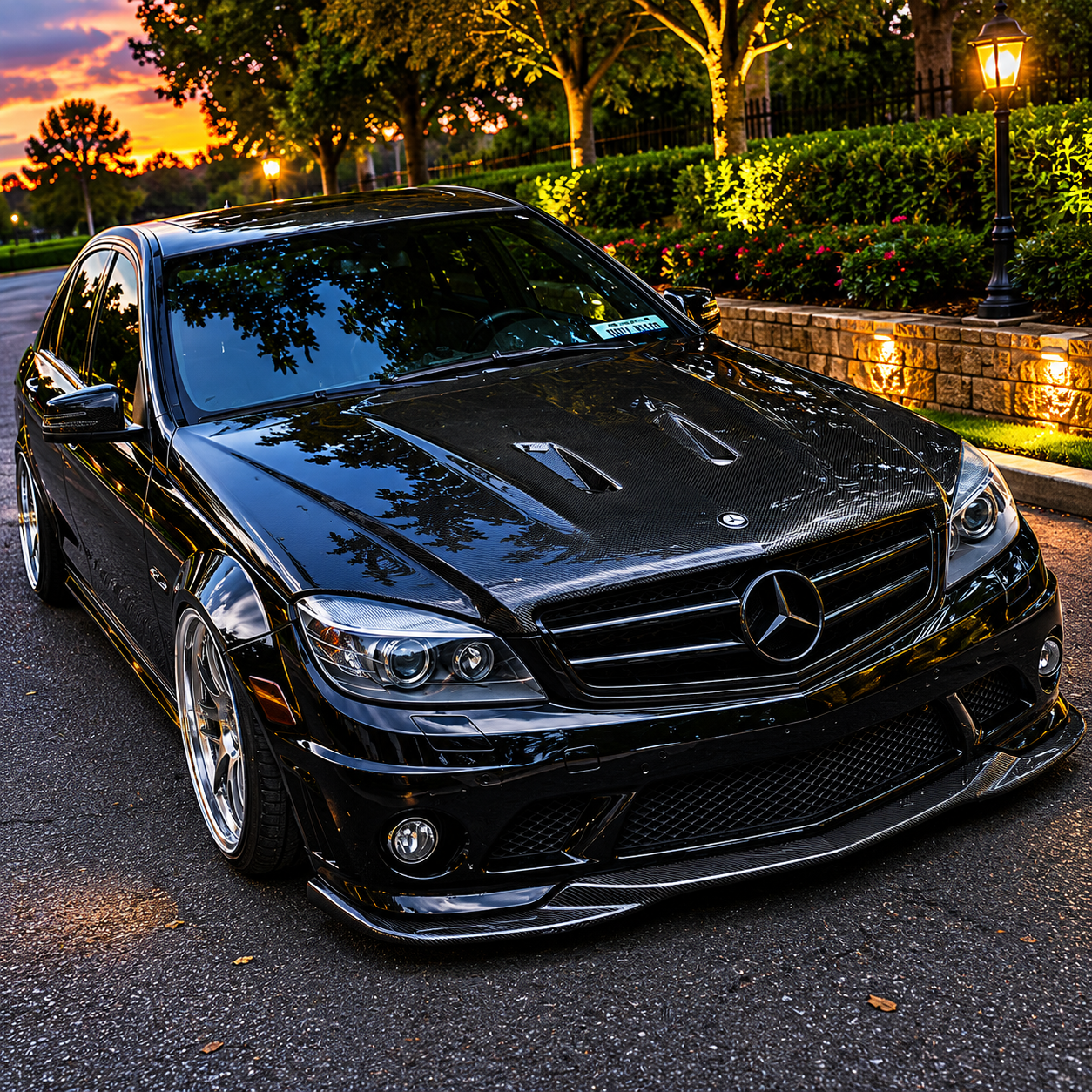 2008-2011 Mercedes C-Class B Style Carbon Fiber Hood | W204/C204