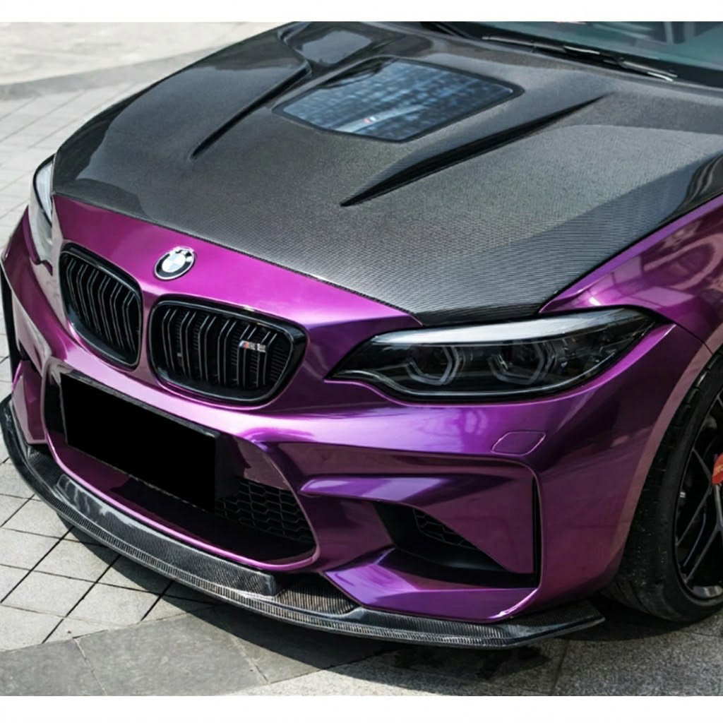 2014-2021 BMW 2-Series/M2 Glass Engine Cover V2 Style Carbon Fiber Hood | F22/F23/F87