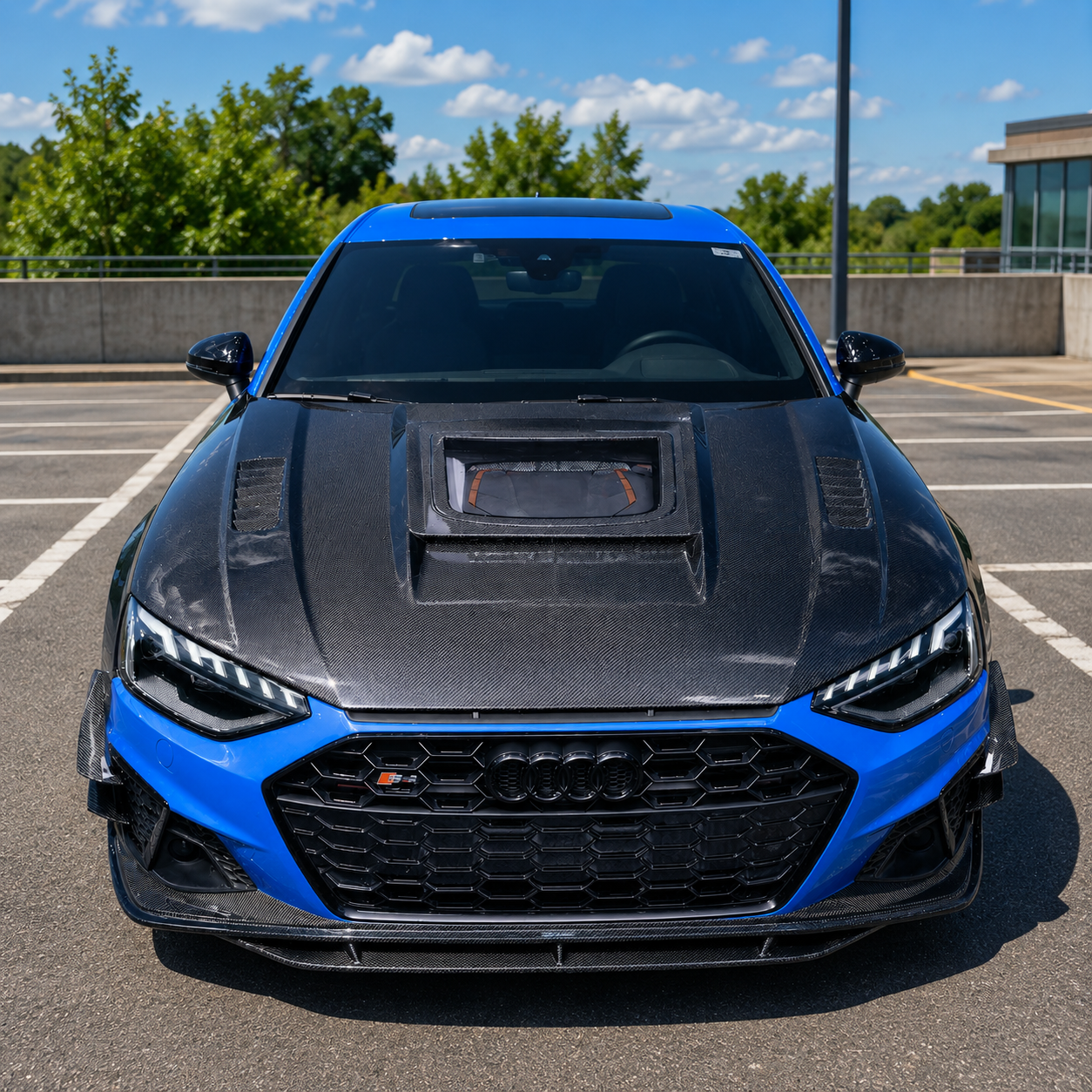 2017-2025 Audi A4/S4/RS4 Glass Engine Cover Carbon Fiber Hood | B9/B9.5