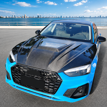 2018-2024 Audi A5/S5/RS5 Glass Engine Cover Carbon V2 Fiber Hood | B9/B9.5