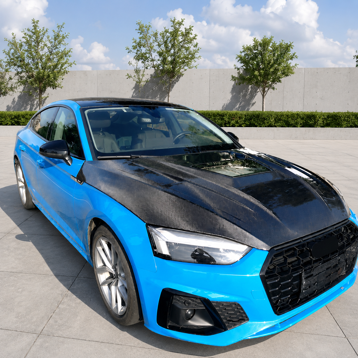 2018-2024 Audi A5/S5/RS5 Glass Engine Cover Carbon V2 Fiber Hood | B9/B9.5