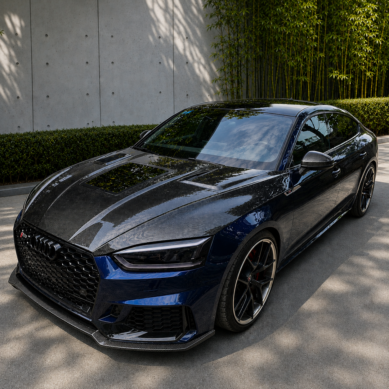 2018-2024 Audi A5/S5/RS5 Glass Engine Cover Carbon Fiber Hood | B9/B9.5