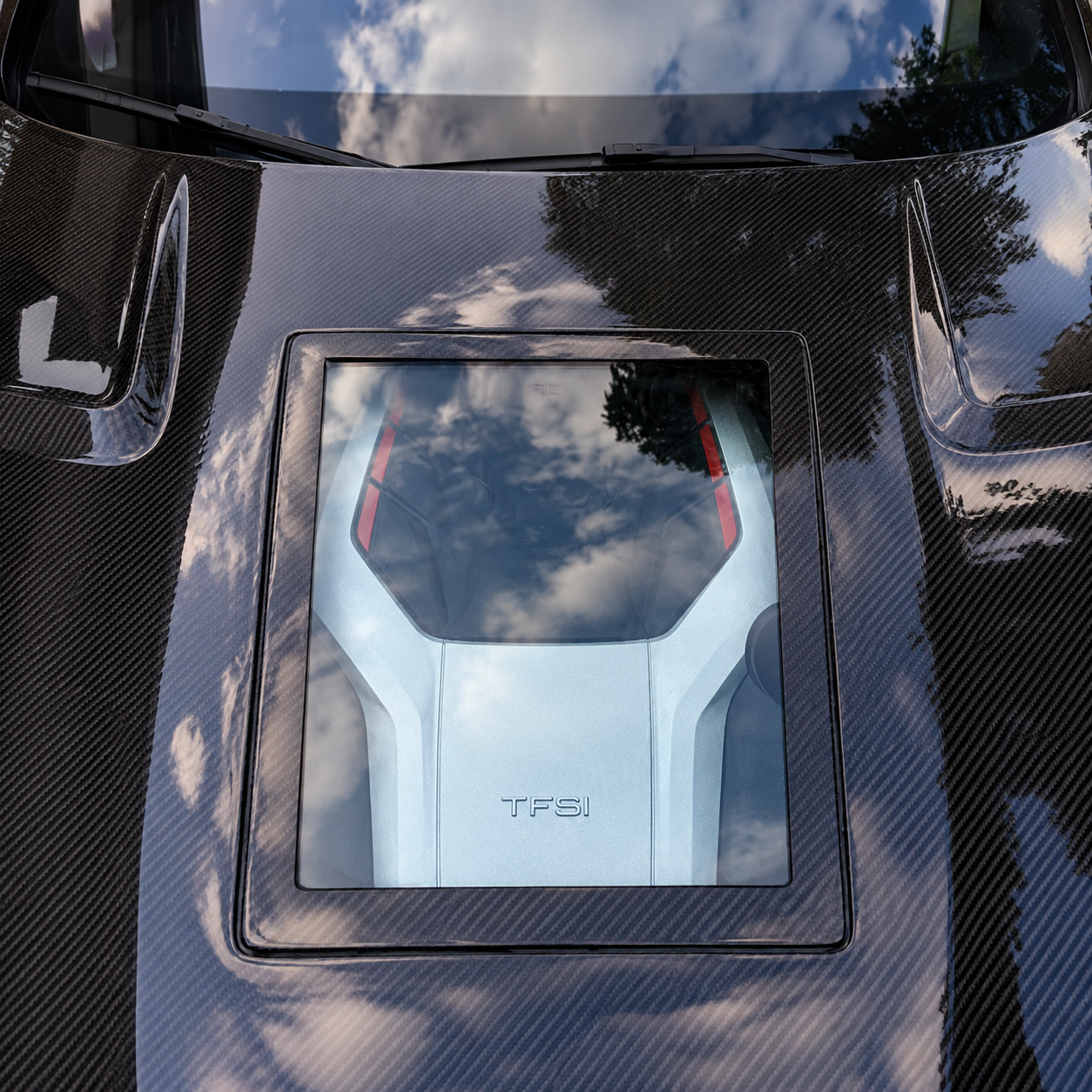2018-2024 Audi A5/S5/RS5 Glass Engine Cover Carbon Fiber Hood | B9/B9.5
