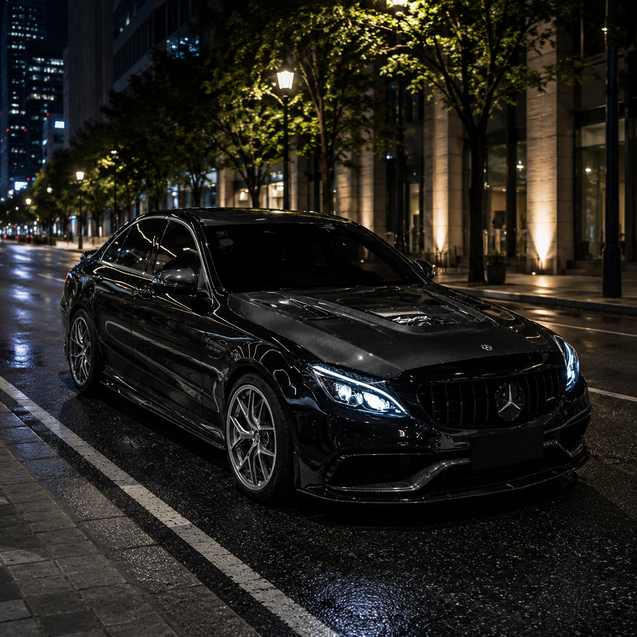 2015-2023 Mercedes C63 AMG Glass Engine Cover Carbon Fiber Hood | W205