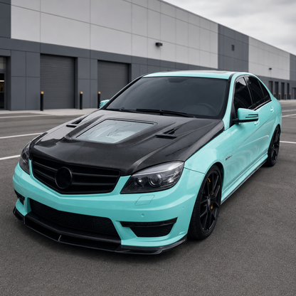 2008-2011 Mercedes C63 AMG Glass Engine Cover Carbon Fiber Hood | W204/C204