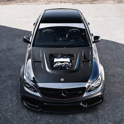 2015-2023 Mercedes C-Class/C43 AMG Glass Engine Cover Carbon Fiber Hood | W205