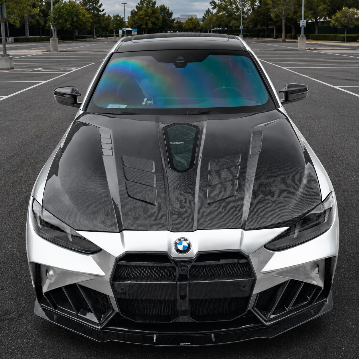 2021+ BMW 4-Series Glass Engine Cover V2 Style Carbon Fiber Hood | G22/G23/G26