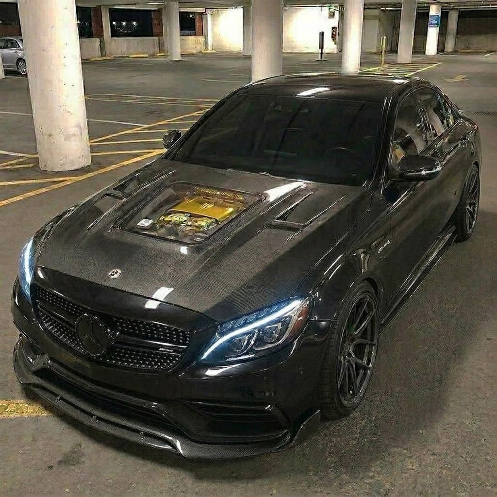 2015-2023 Mercedes C-Class/C43 AMG Glass Engine Cover Carbon Fiber Hood | W205