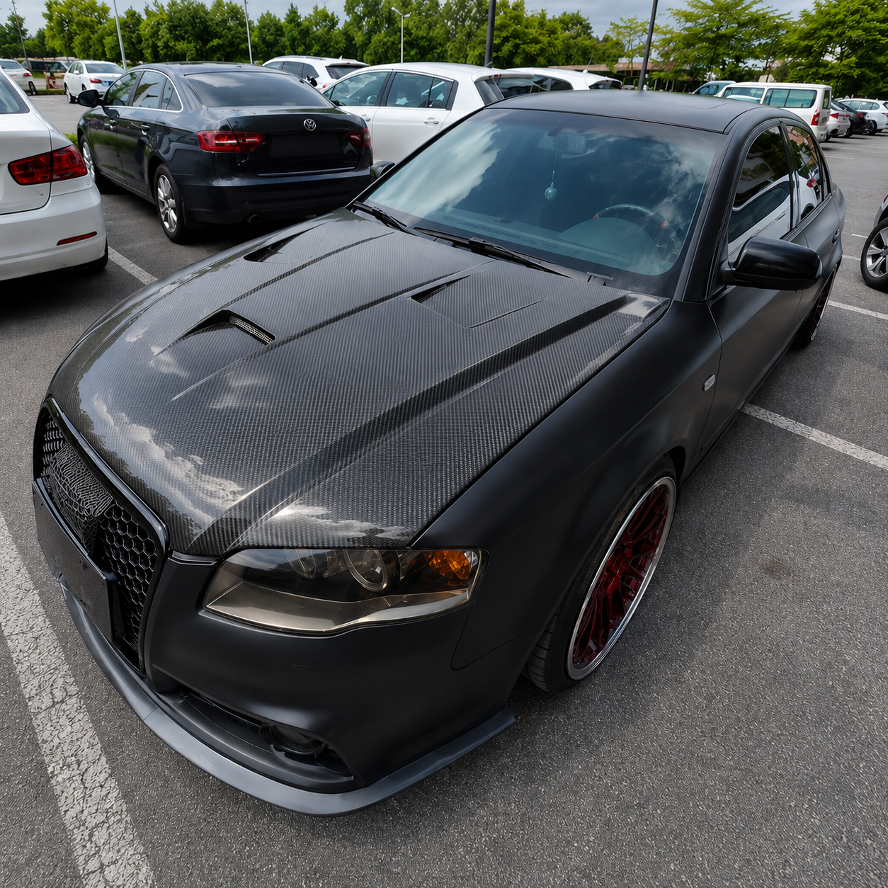 2005-2008 Audi A4/S4/RS4 V2 Style Carbon Fiber Hood | B7