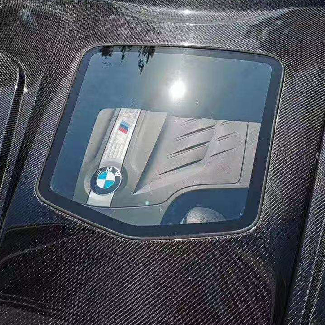 2014-2021 BMW 2-Series/M2 Glass Engine Cover V2 Style Carbon Fiber Hood | F22/F23/F87