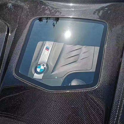 2014-2021 BMW 2-Series/M2 Glass Engine Cover V2 Style Carbon Fiber Hood | F22/F23/F87