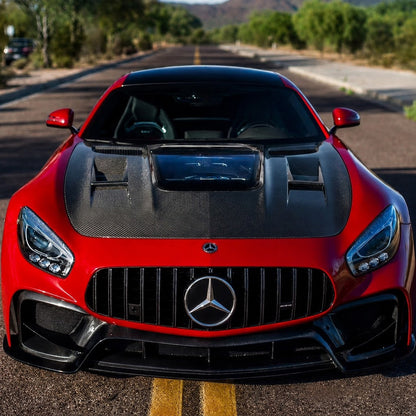 2016-2021 Mercedes AMG GT/GTS/GTC/GTR Glass Engine Cover Carbon Fiber Hood | C190/R190