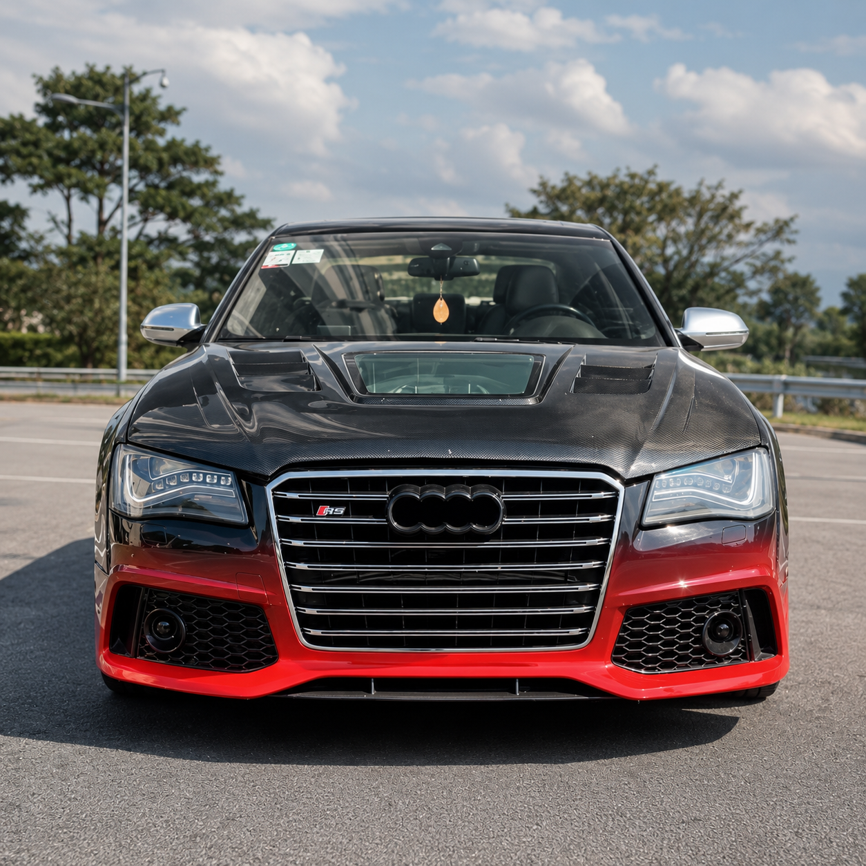 2011-2014 Audi A8/S8 Glass Engine Cover Carbon Fiber Hood | D4