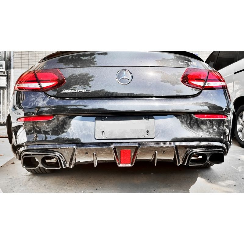 2019-2023 Mercedes-Benz C-Class/C63 AMG Carbon Fiber Rear Diffuser with Brake Light | W205 Coupe