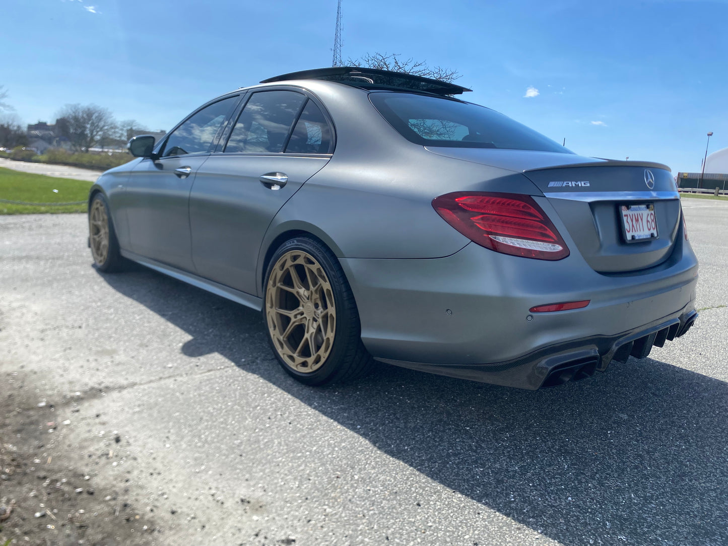 2017-2020 Mercedes-Benz E-Class Carbon Fiber Rear Diffuser with LED Brake Light and Exhaust Tips | W213