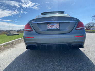 2017-2020 Mercedes-Benz E-Class Carbon Fiber Rear Diffuser with LED Brake Light and Exhaust Tips | W213