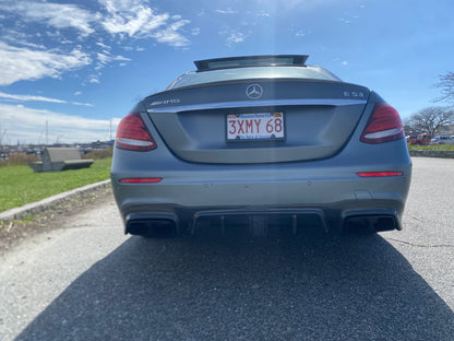 2017-2020 Mercedes-Benz E-Class Carbon Fiber Rear Diffuser with LED Brake Light and Exhaust Tips | W213