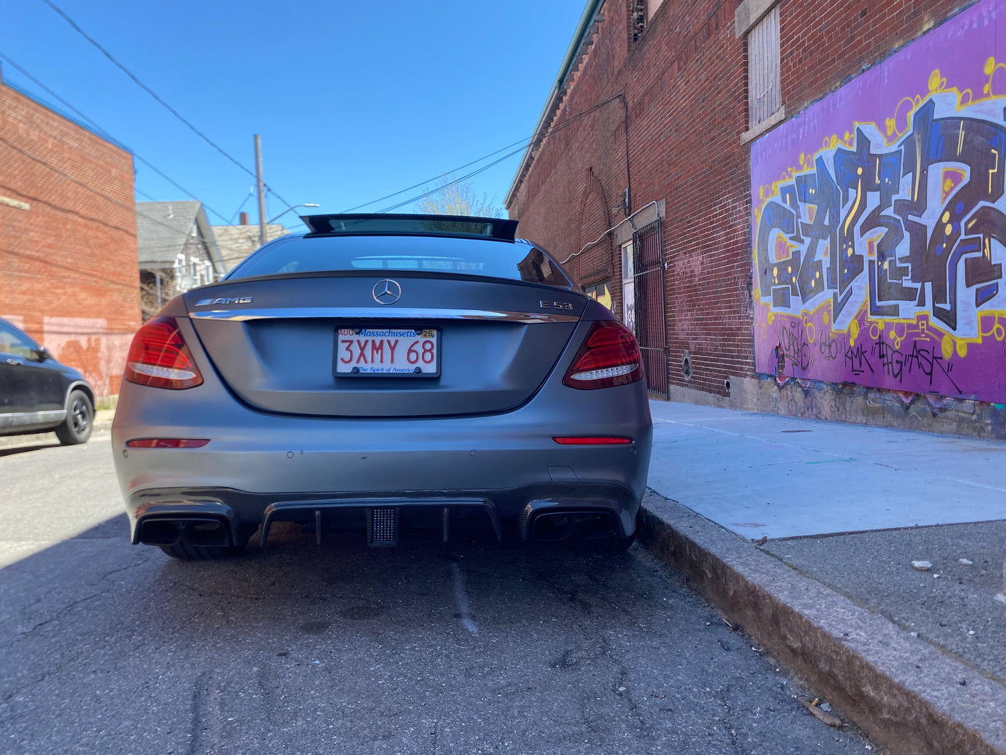 2017-2020 Mercedes-Benz E-Class Carbon Fiber Rear Diffuser with LED Brake Light and Exhaust Tips | W213