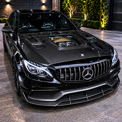 2015-2023 Mercedes C63 AMG Glass Engine Cover Carbon Fiber Hood | W205