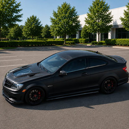 2008-2011 Mercedes C63 AMG Glass Engine Cover Carbon Fiber Hood | W204/C204