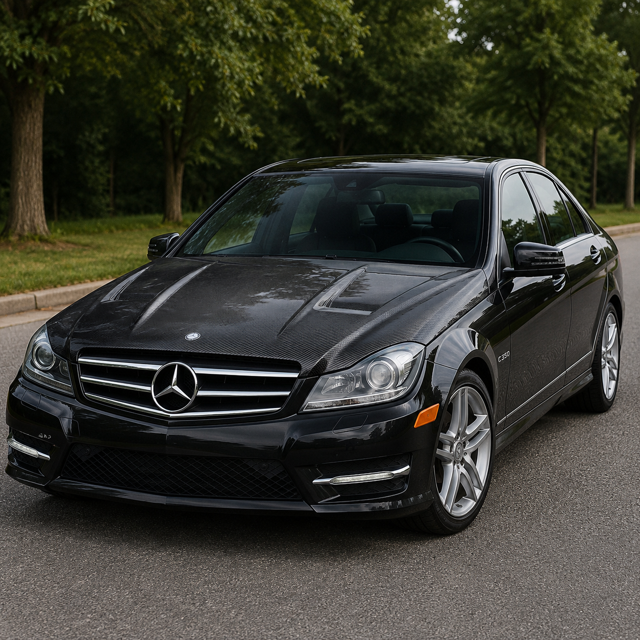 2012-2015 Mercedes C-Class A Style Carbon Fiber Hood | W204/C204