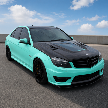 2008-2011 Mercedes C63 AMG Glass Engine Cover Carbon Fiber Hood | W204/C204