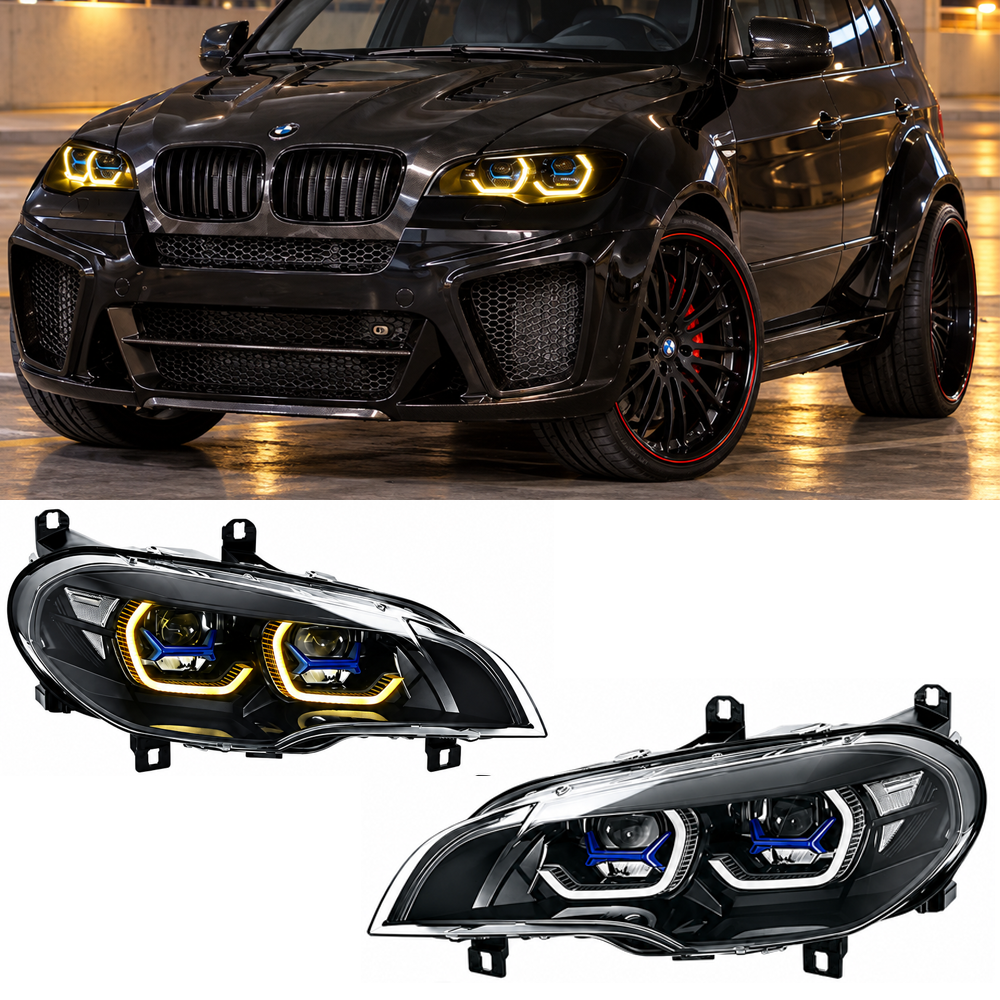 2008-2014 BMW X6/X6M Yellow-White G05 Laser Style LED Headlights | E71