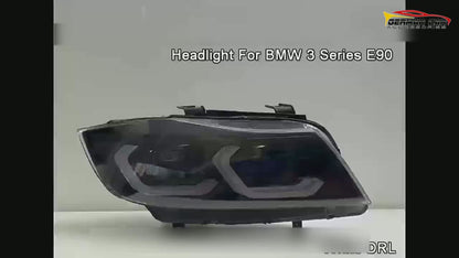2005-2012 BMW 3-Series/M3 Yellow-White DRL Ikon Style LED Headlights | E90/E91
