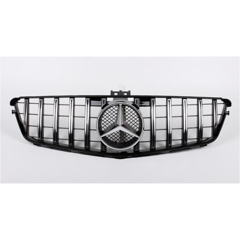 2008-2014 Mercedes-Benz C-Class Gtr Style Front Grille | W204 Chrome Silver / Mercedes Emblem