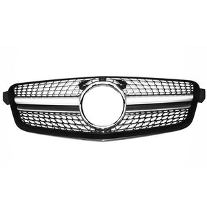 2010-2013 Mercedes-Benz E-Class Diamond Style Front Grille | W212 Pre Face Lift Silver Middle