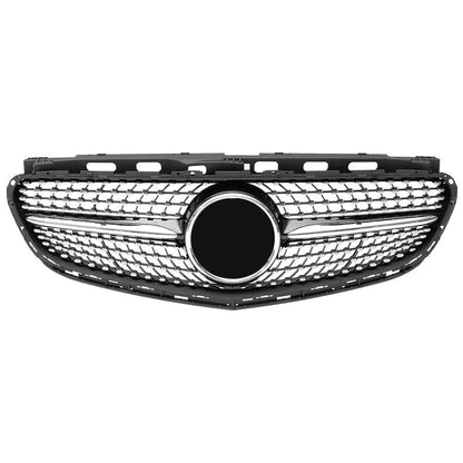 2014-2016 Mercedes-Benz E-Class Diamond Style Front Grille | W212 Face Lift Silver Middle / Yes