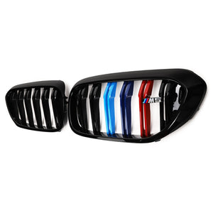 2017-2020 Bmw 5-Series Kidney Grilles | G30 Gloss Black With M Stripe
