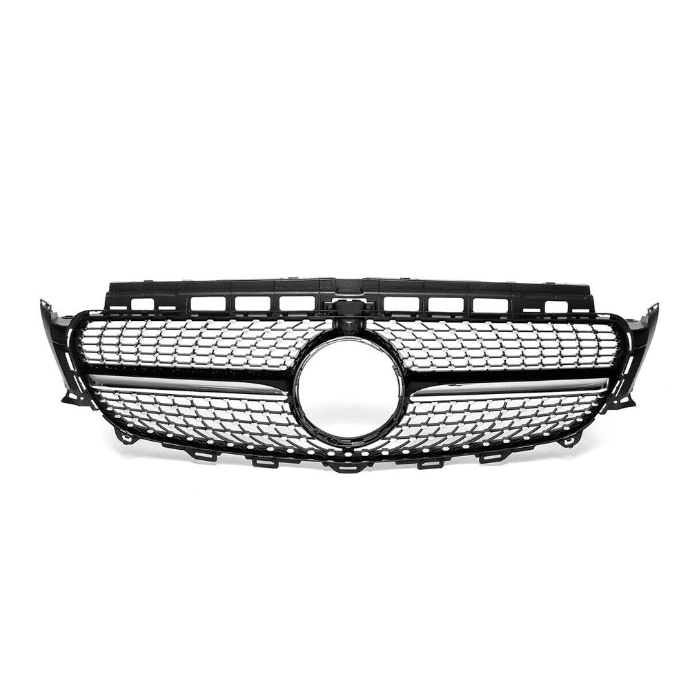 2017-2020 Mercedes-Benz E-Class Diamond Style Front Grille | W213 Chrome Silver & Gloss Black Middle