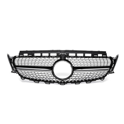 2017-2020 Mercedes-Benz E-Class Diamond Style Front Grille | W213 Chrome Silver & Gloss Black Middle