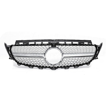 2017-2020 Mercedes-Benz E-Class Diamond Style Front Grille | W213 Silver Middle / Yes Camera