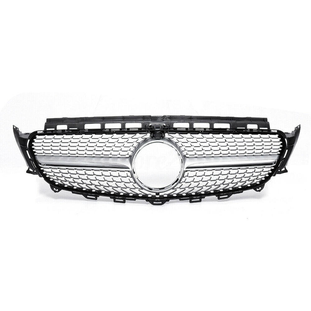 2017-2020 Mercedes-Benz E-Class Diamond Style Front Grille | W213 Silver Middle / Yes Camera