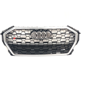 2018+ Audi Rsq3 Honeycomb Grille | F3 Q3/sq3 Silver Frame Black Net With Emblem / Yes Front Camera